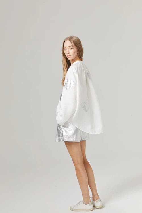 Lanhtropy Cupid Metallic Linen Shirt In Silver