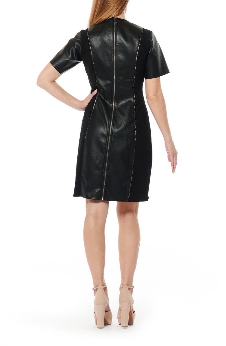 GRACIA Short Sleeve Mixed Media A-Line Dress, Alternate, color, 