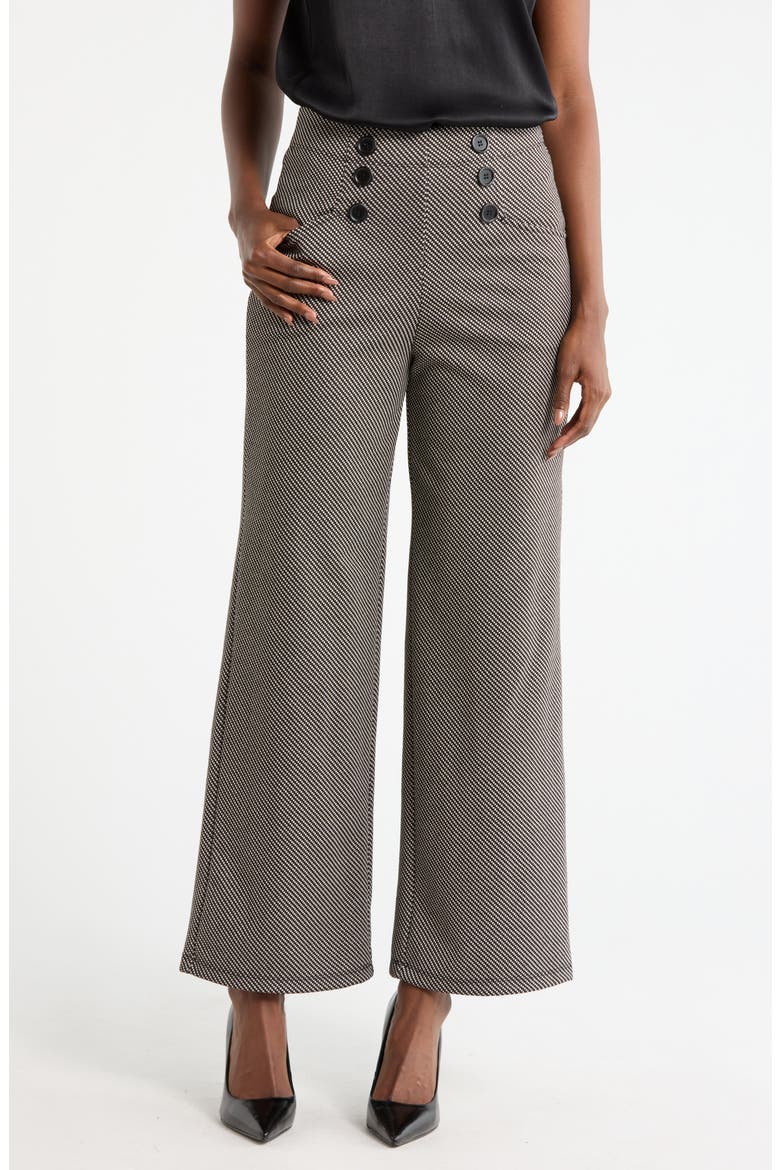 Sailor High Waist Wide Leg Pants, Main, color, BLACK/ CAMEL DIAGONAL CHECKER