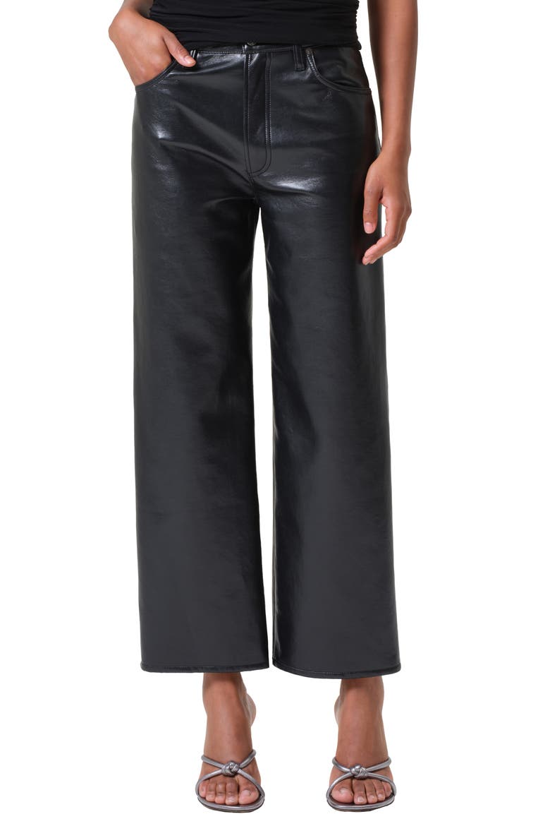Ren High Waist Ankle Wide Leg Leather Blend Pants, Main, color, DETOX