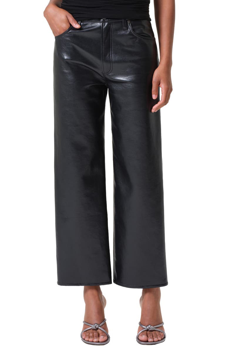 AGOLDE Ren High Waist Ankle Wide Leg Leather Blend Pants, Main, color, Detox