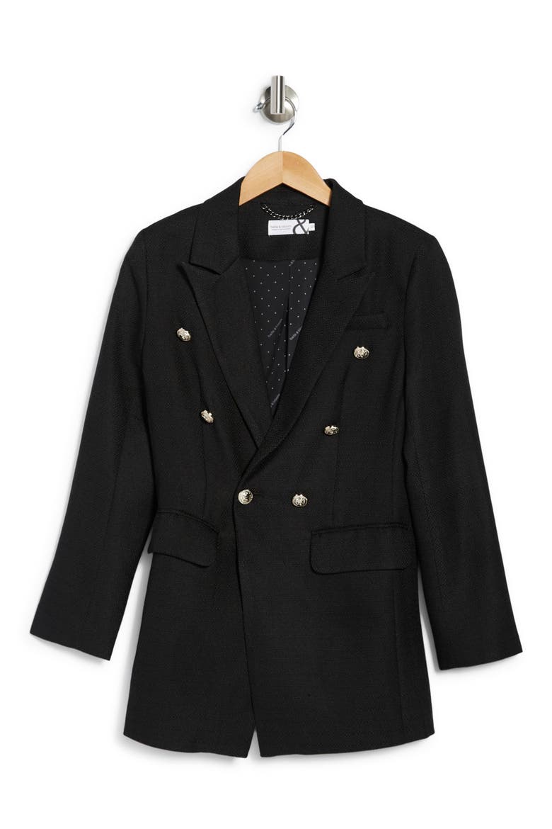 Princess Polly Textured Blazer, Alternate, color, BLACK