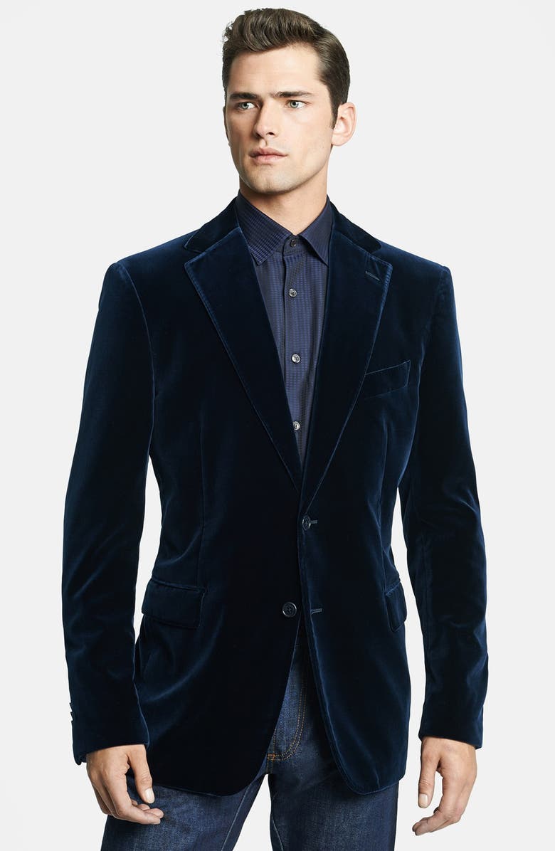 FERRAGAMO Salvatore Ferragamo Velvet Two-Button Blazer, Main, color, 
