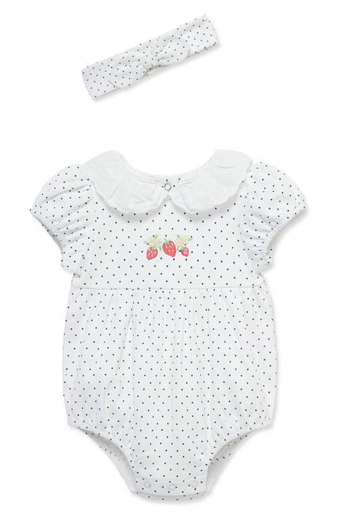 <p>Strawberry Polka Dot Romper & Headband Set (Baby)</p>