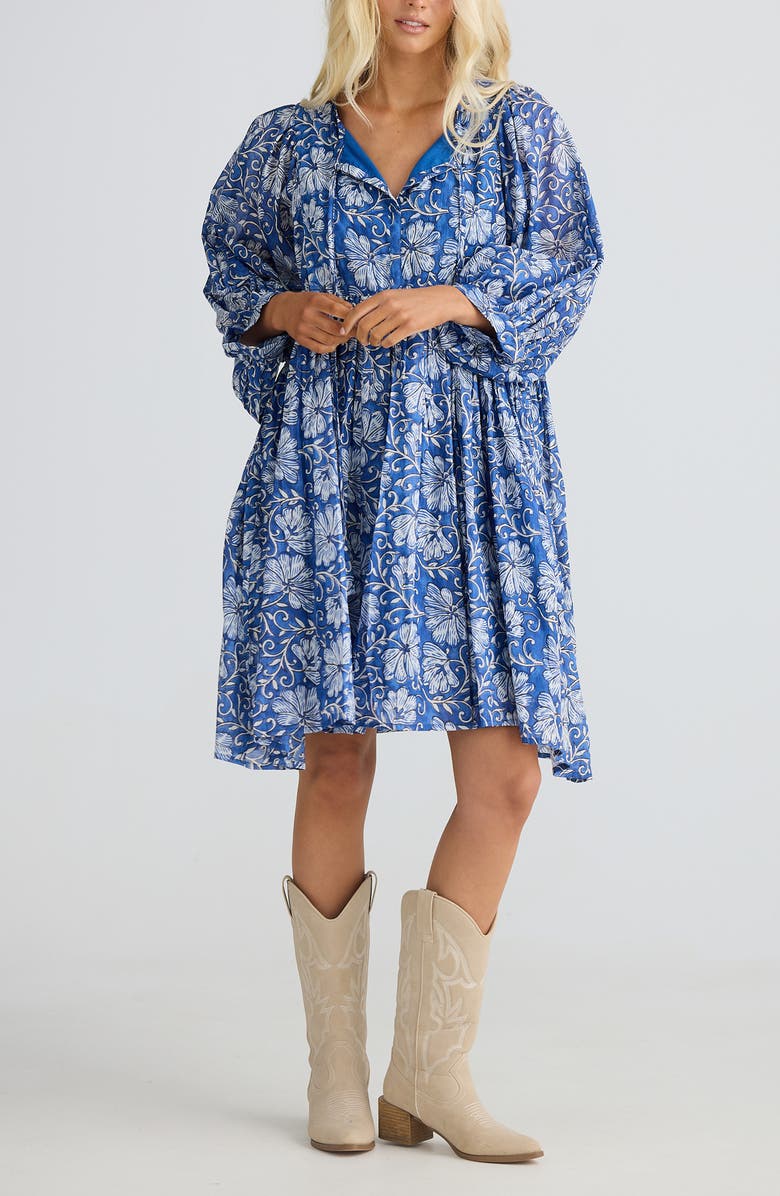Talisman the Label Wisteria Print Cotton Dress, Alternate, color, Blue Blossom