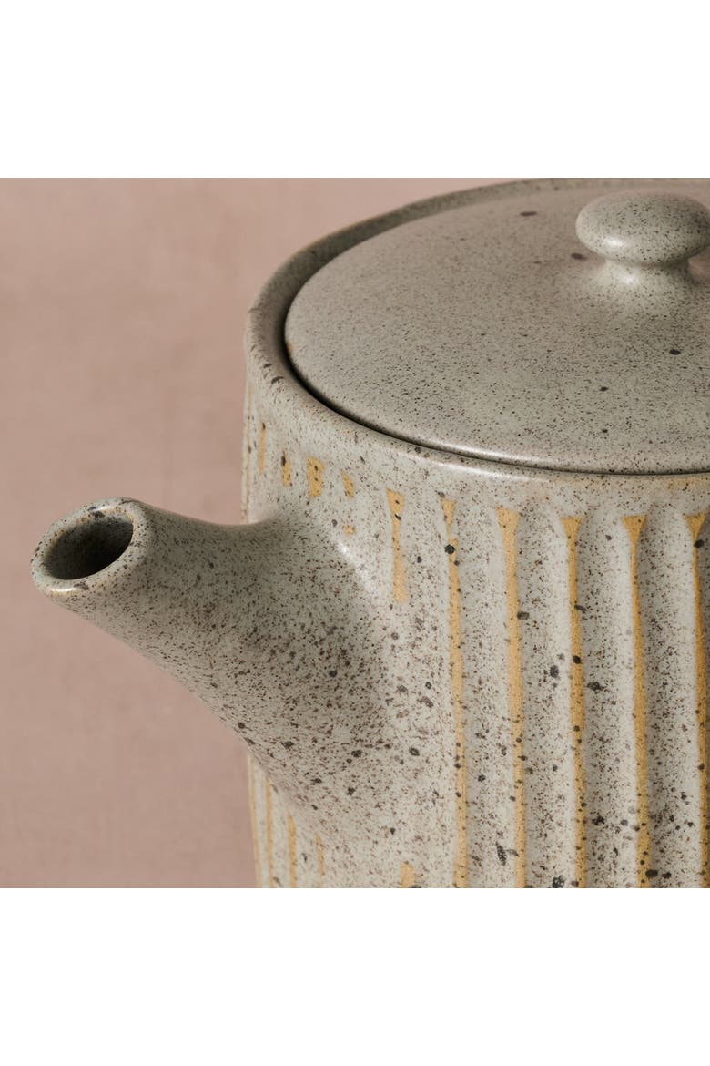 Sundara Fluted Ceramic Teapot, Alternate, color, Gray
