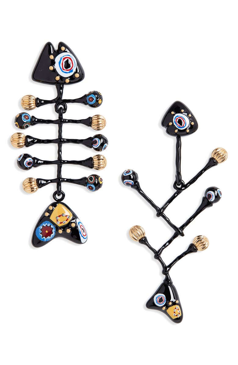 Tory Burch Fish Painted Mismatched Drop Earrings, Main, color, 