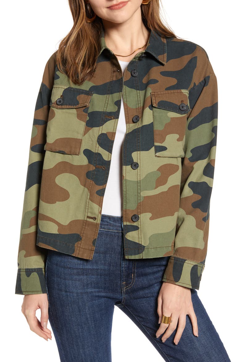 Camo Military Jacket, Main, color, BROWN CHESTNUT- OLIVE CAMO