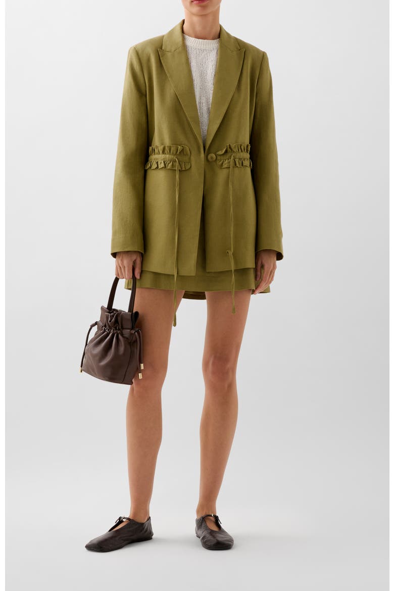 Ruffle Prep Blazer, Alternate, color, Khaki