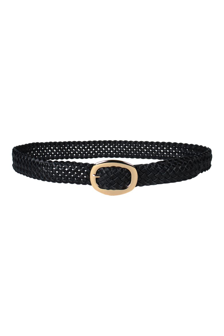 Chunky Braided C-Bar Buckle Belt, Main, color, BLACK