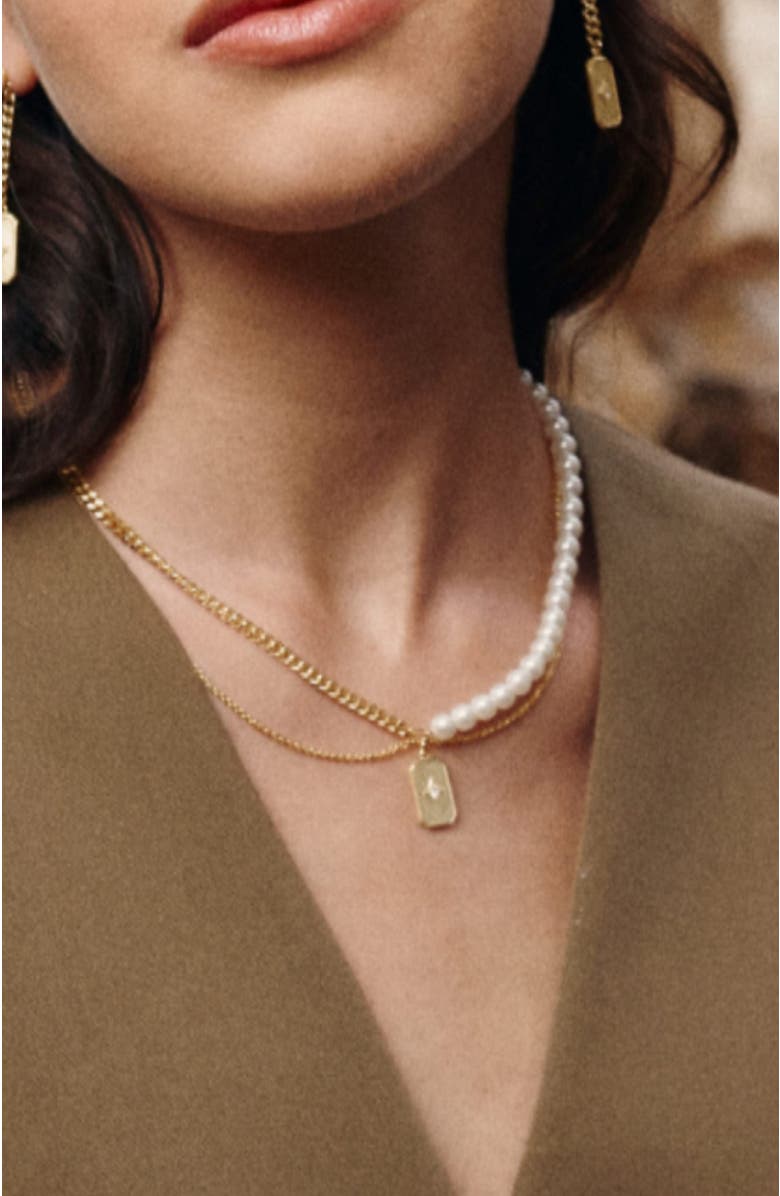 RC RETRO CHIC Star Shields Necklace, Alternate, color, Gold & White