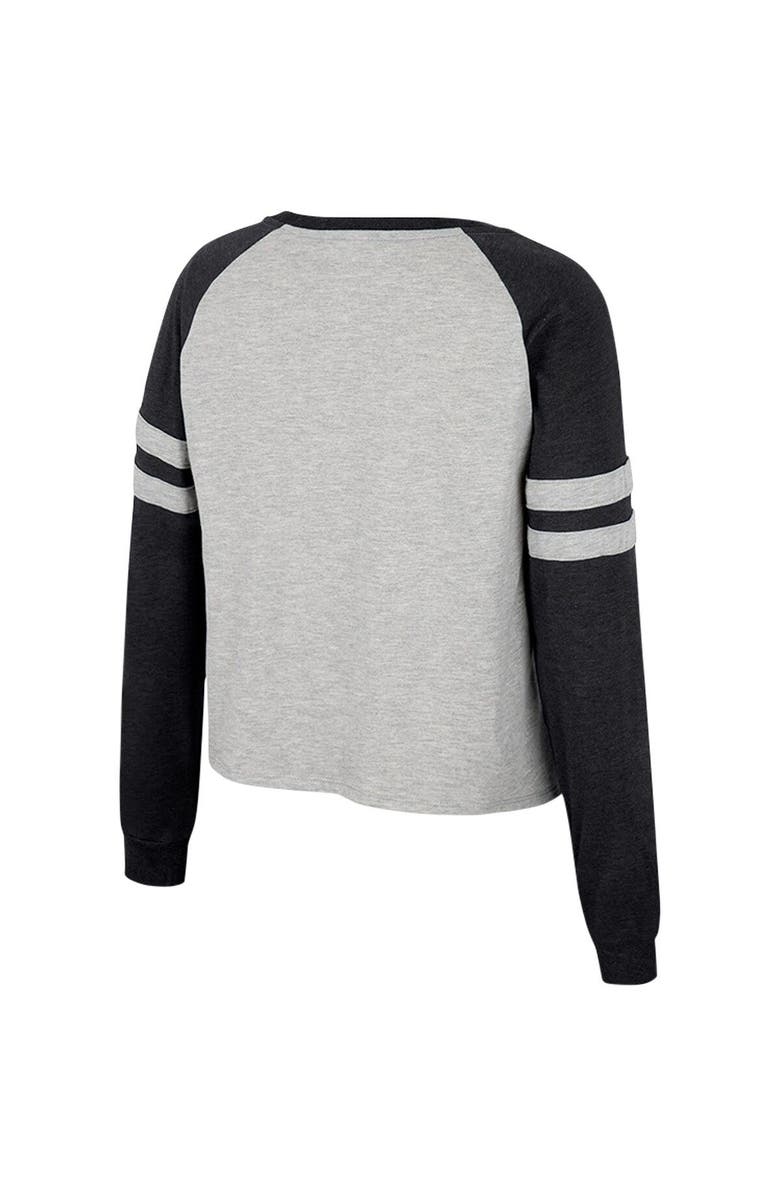 COLOSSEUM Women's Colosseum Heather Gray Purdue Boilermakers I'm Gliding Here Raglan Long Sleeve Cropped T-Shirt, Alternate, color, Heather Gray