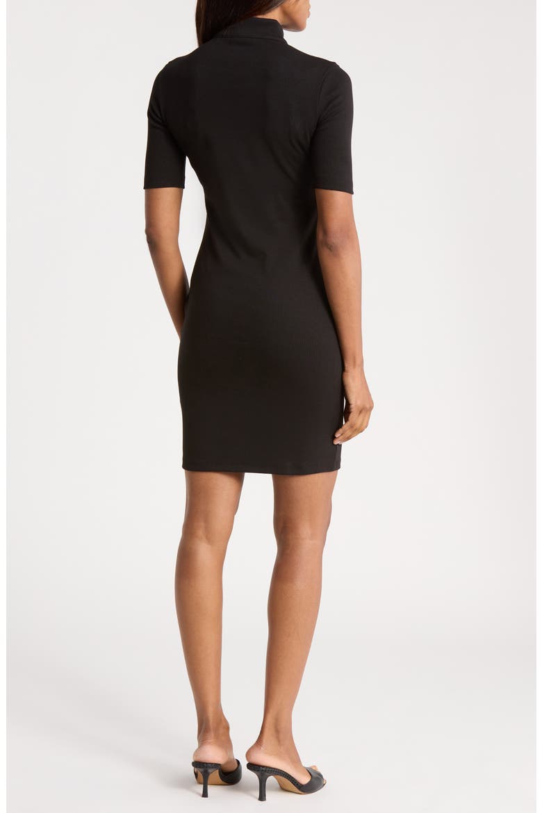 Nasiia Short Sleeve Quarter Zip Dress, Alternate, color, BLACK