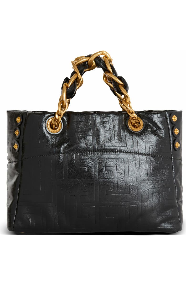 Balmain Small 1945 Soft Tote Bag In Crackled Calfskin, Alternate, color,