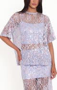 Petal & Pup Yonder Oversize Check Sequin Floral Lace Top