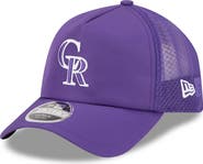 New Era Men's New Era Purple Colorado Rockies 2026 Batting Practice Apex 9FORTY Adjustable Trucker Hat