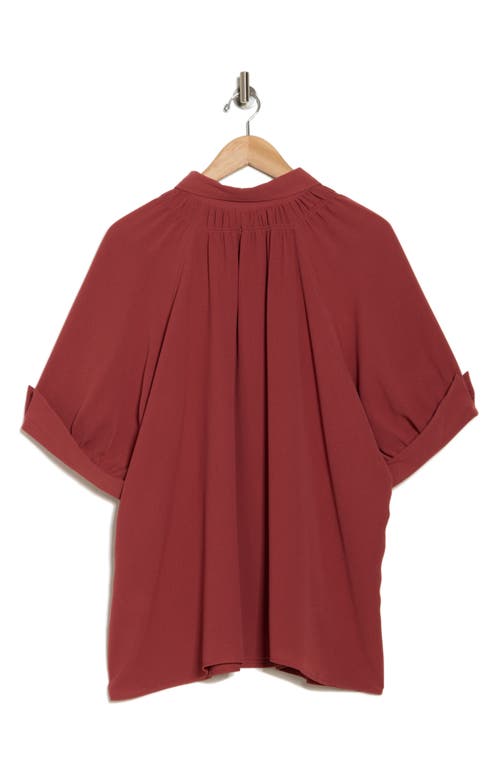 Max Studio Short Sleeve Blouse In Marsala