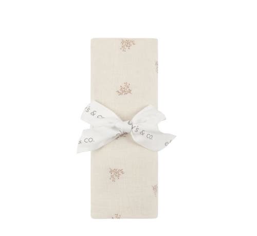Ely's & Co. Velour Leaf Pattern Collection In White