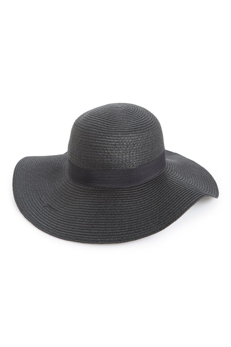 Floppy Straw Hat, Main, color, BLACK