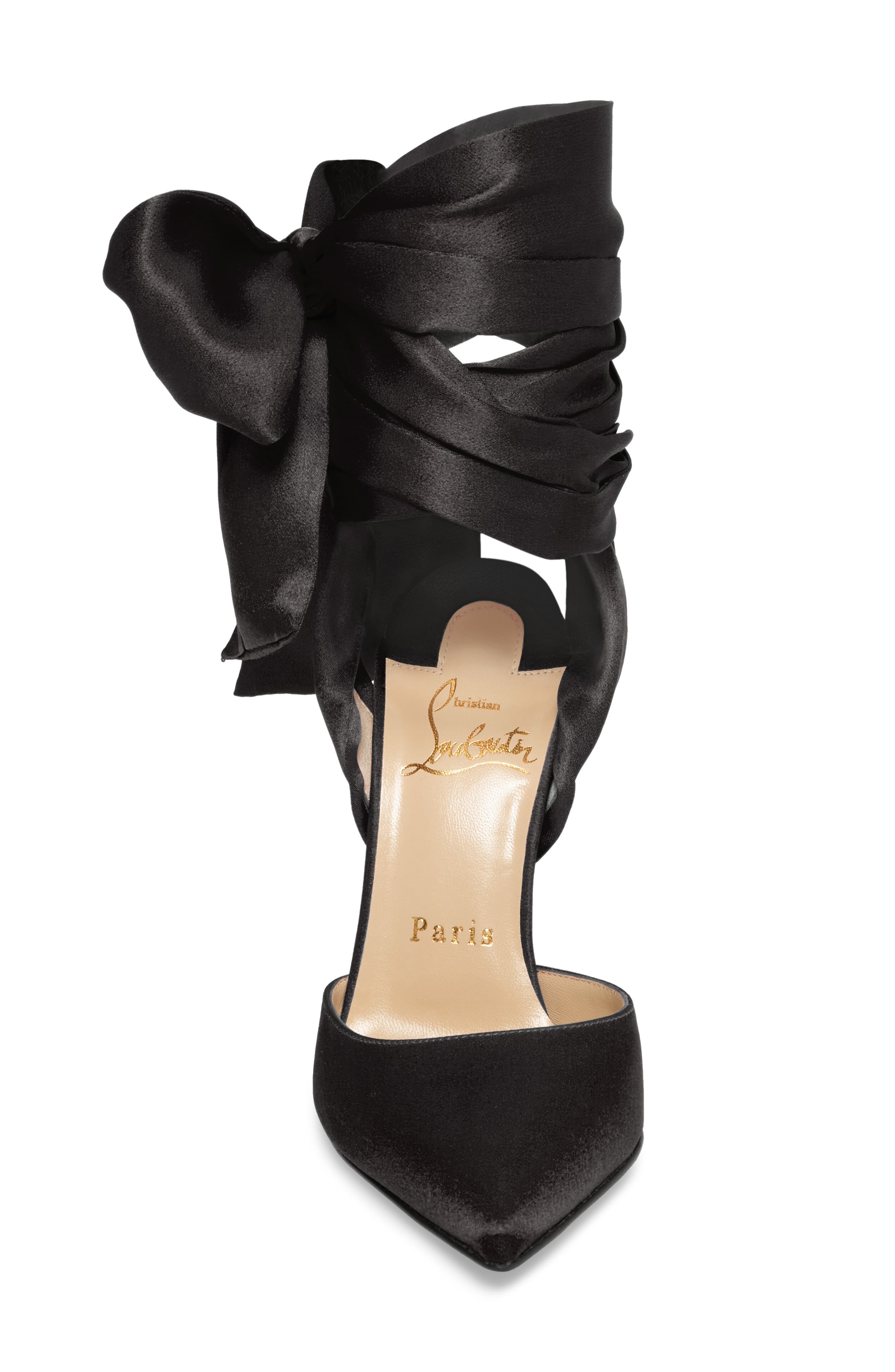 Douce Du Desert Ankle Tie Pump, Alternate, color, BLACK SATIN