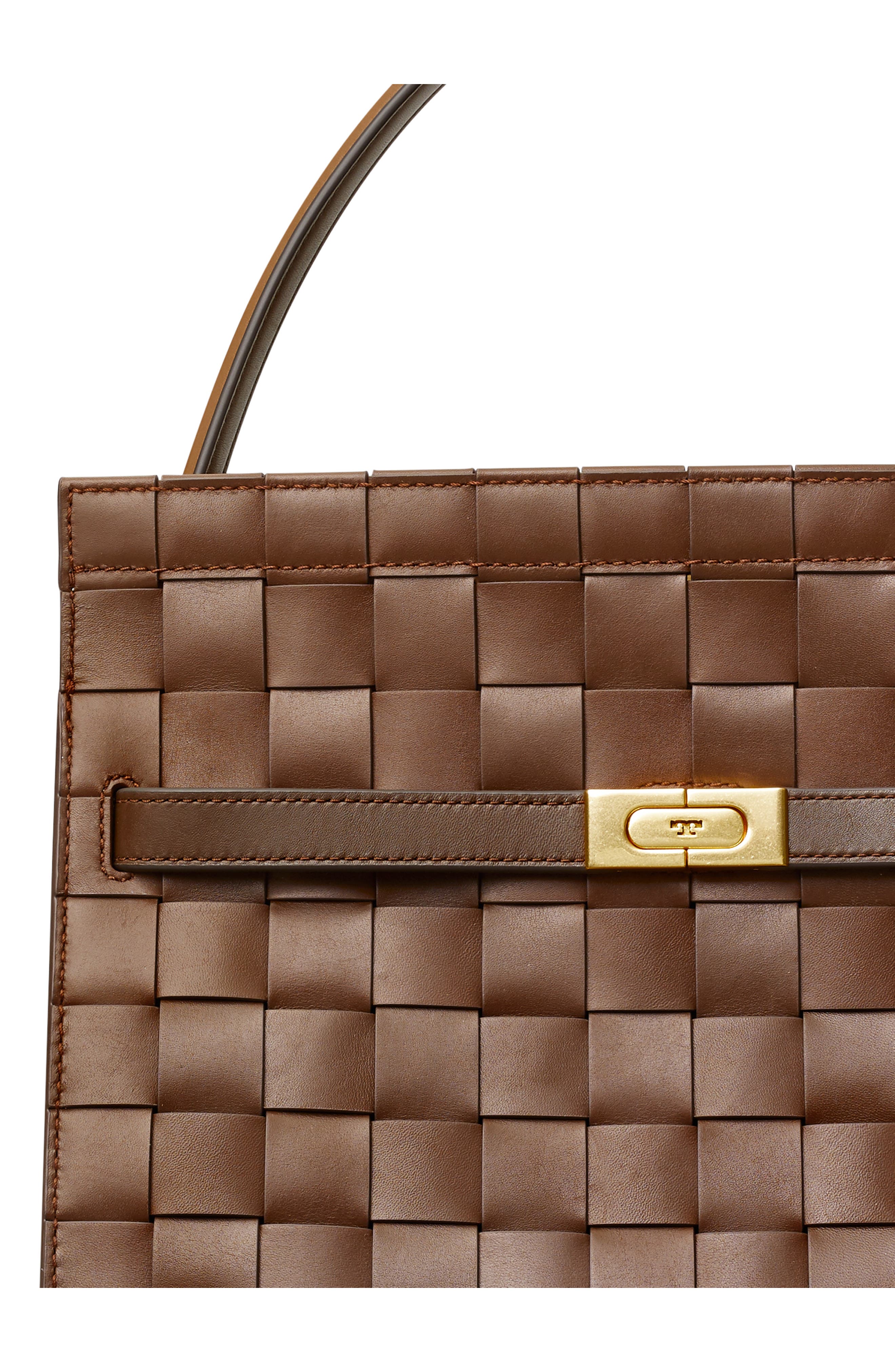 Tory Burch Lee Radziwill Woven Leather Double Bag, Alternate, color, 