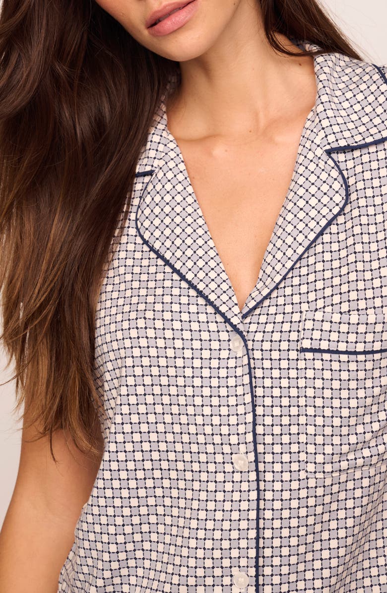 Eberjey Gisele Printed Short Pajamas, Alternate, color, Geo-Sphere Gray Dawn/ Navy