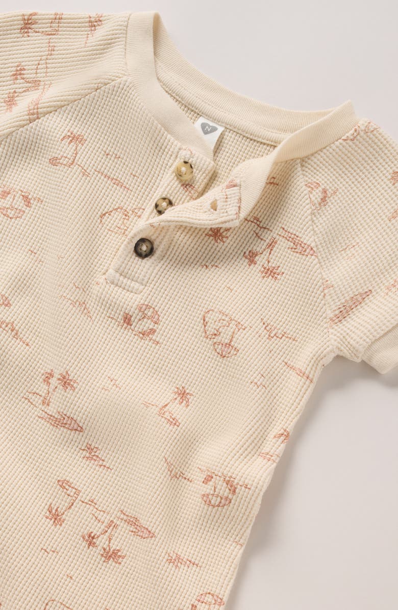 Nordstrom Waffle Knit Henley Romper, Alternate, color, Beige Swan Beach Bears