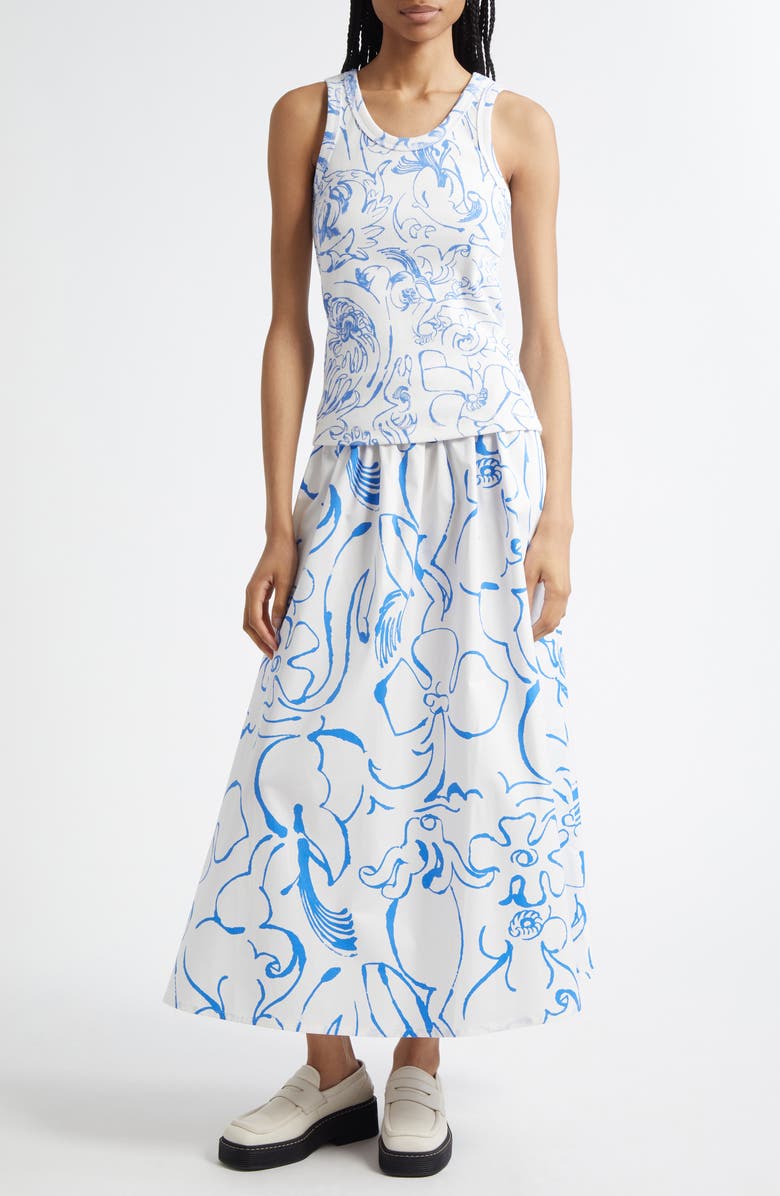 Marimekko Buklee Baluns Cotton Skirt, Alternate, color, White