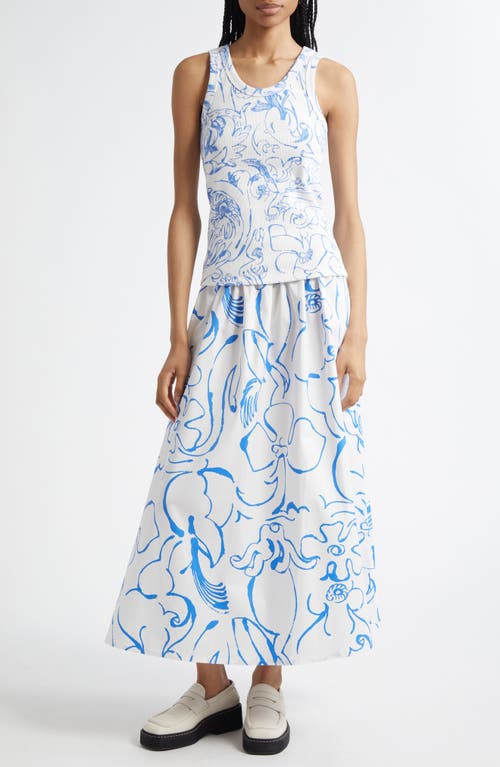 Marimekko Piiros Cactis Cotton Rib Tank In Blue