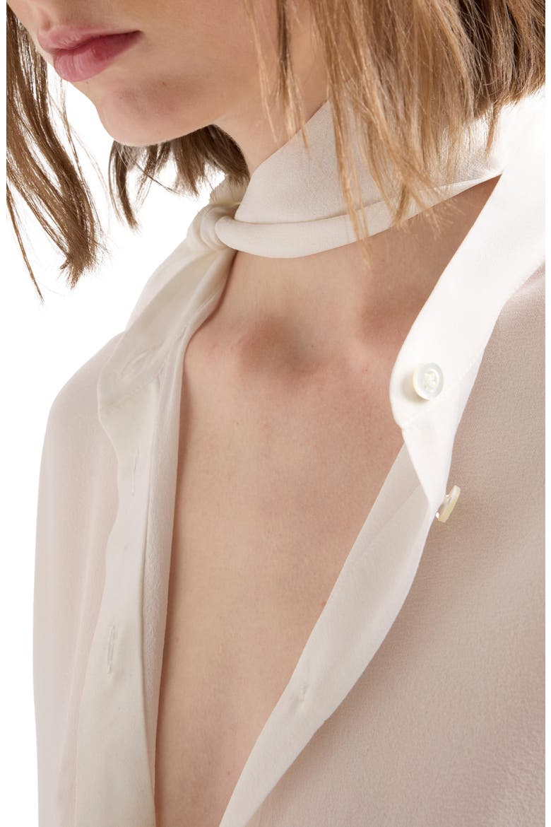 Silk Bow Shirt, Alternate, color, SILK IVORY