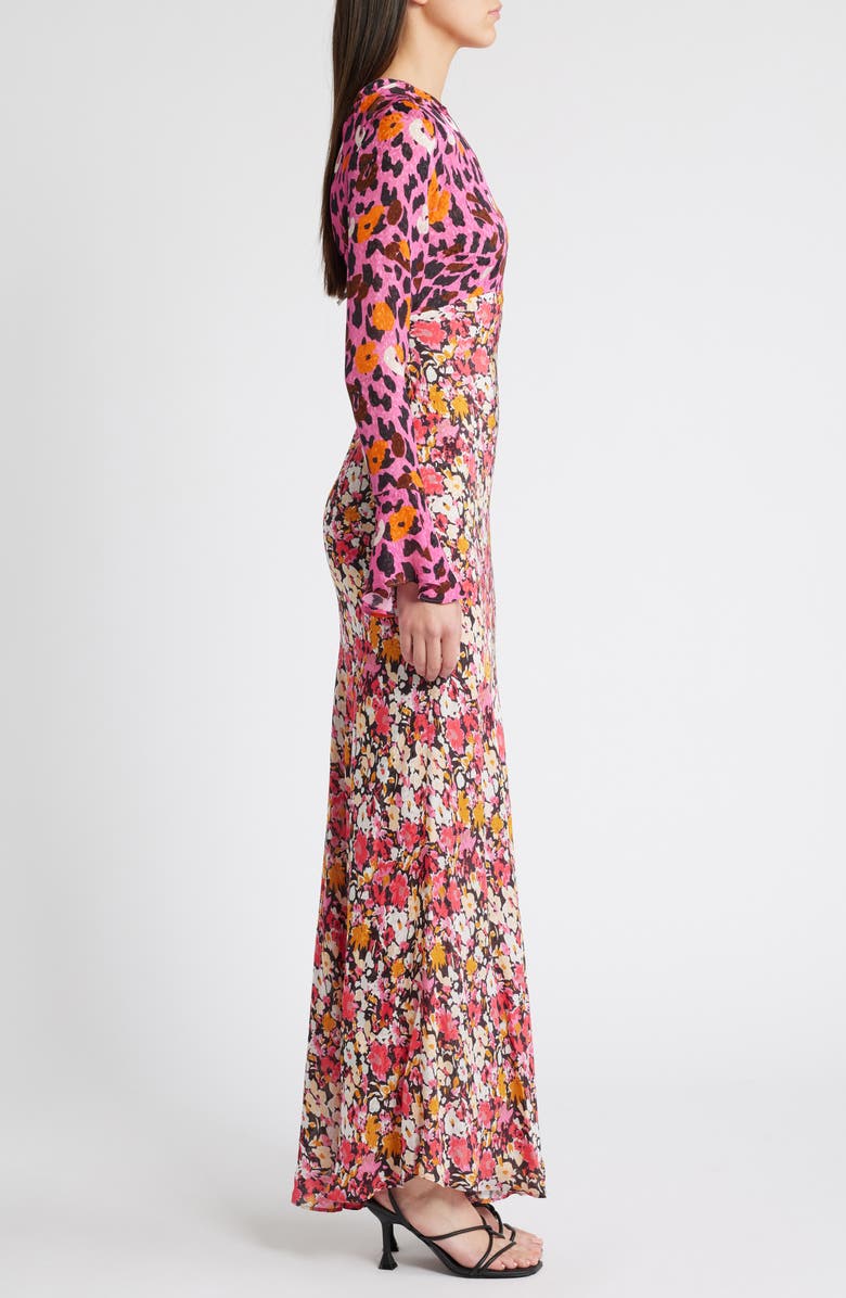 Saylor Delphine Abstract Print Satin Dress, Alternate, color,