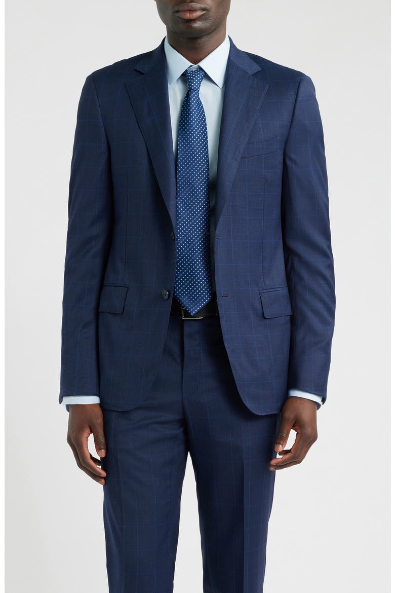 Dark Blue Windowpane Check Wool Suit, Alternate, color, BLUE