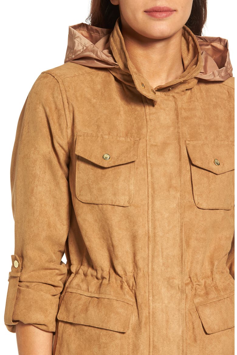 Faux Suede Utility Jacket, Alternate, color, CAMEL