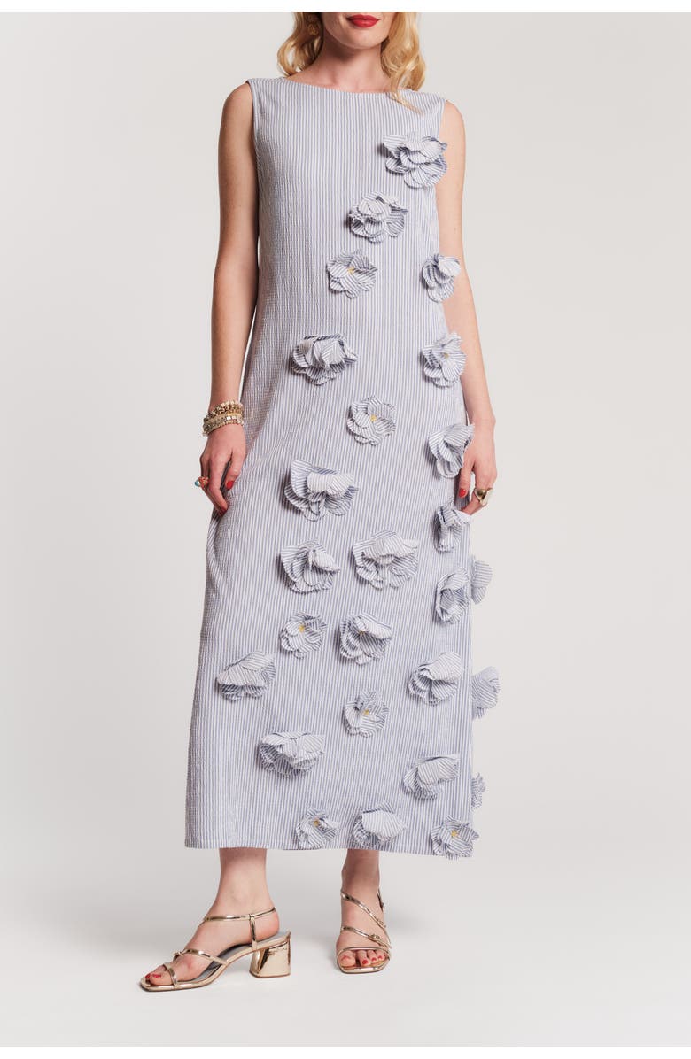 Frances Valentine Origami Dress Seersucker, Main, color, Blue/White