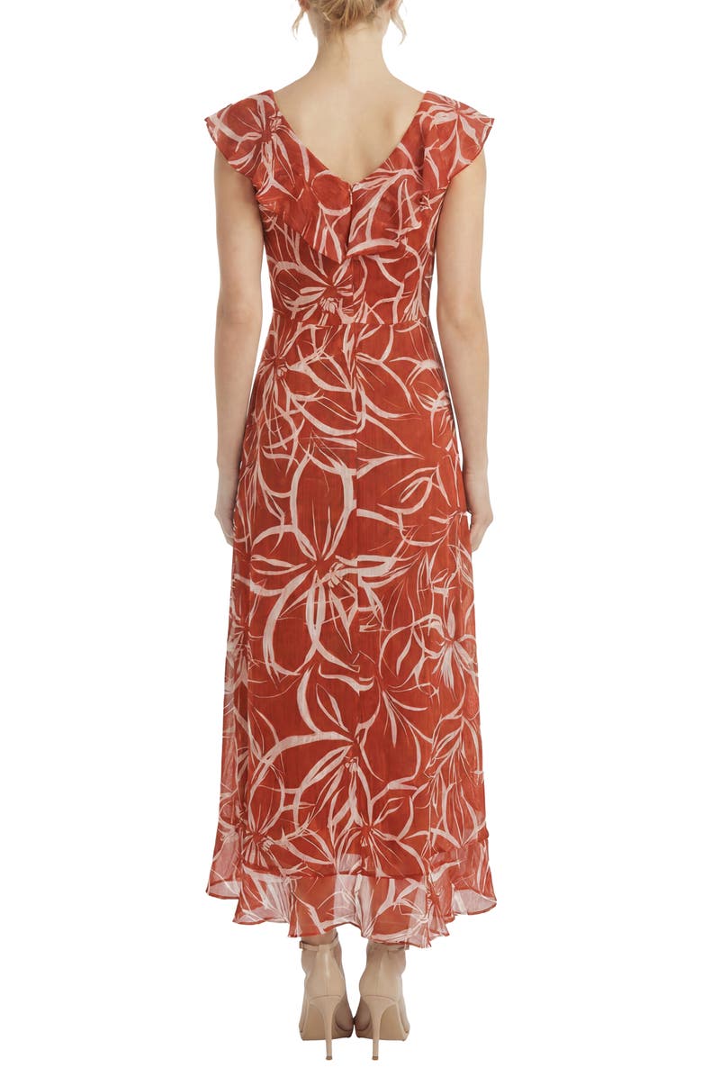London Times Ruffle Faux Wrap Maxi Dress, Alternate, color, Tandoori Spice/ Eggnog