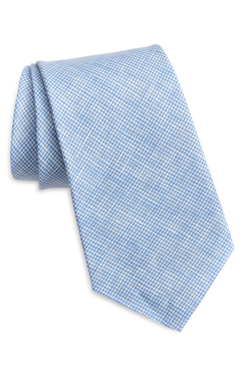 Ralph Lauren Purple Label Houndstooth Check Linen Tie, Main, color, 