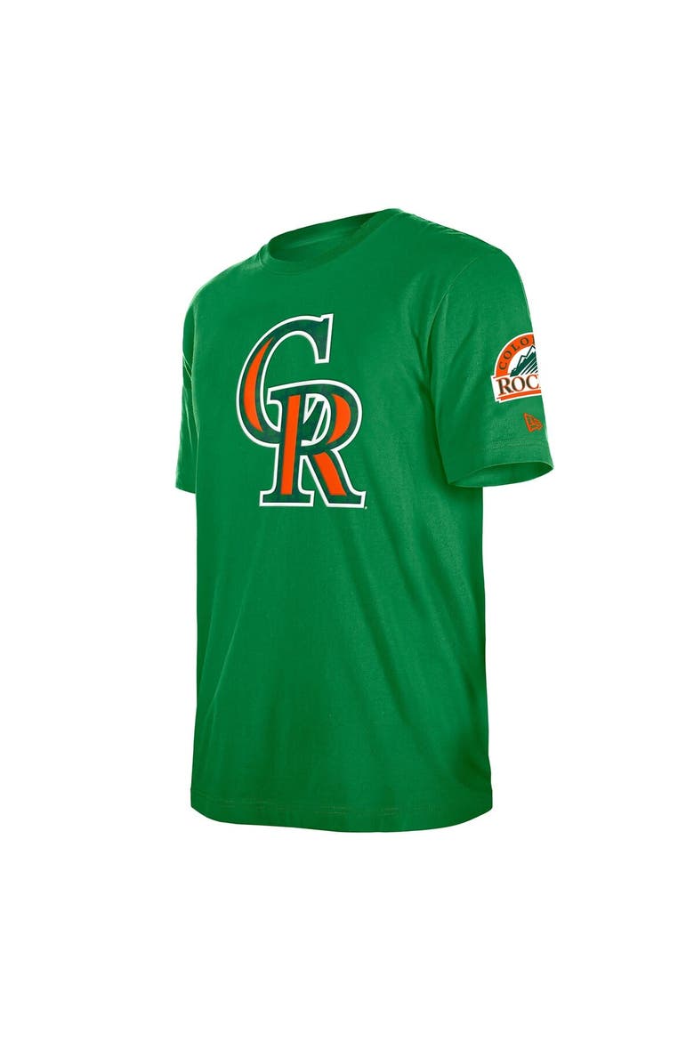 Men's New Era  Kelly Green Colorado Rockies St. Patrick's Day Shamrock Fill T-Shirt, Alternate, color, Kelly Green