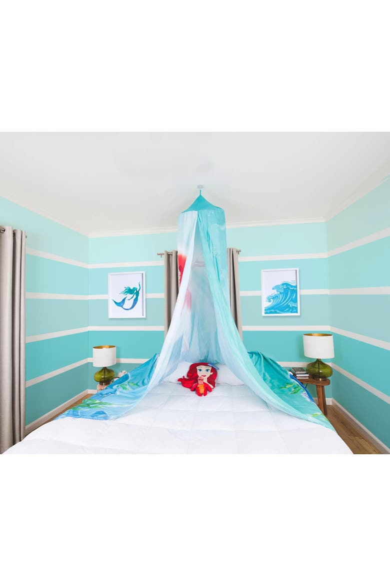 Disney The Little Mermaid Ariel Ceiling Bed Canopy | Hanging Curtain Netting, Alternate, color, Blue