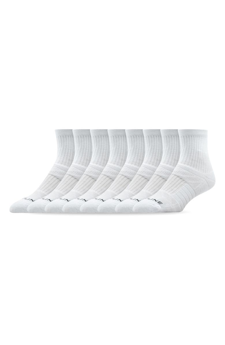STRIDELINE 8-Pack Half Calf Socks, Main, color, White
