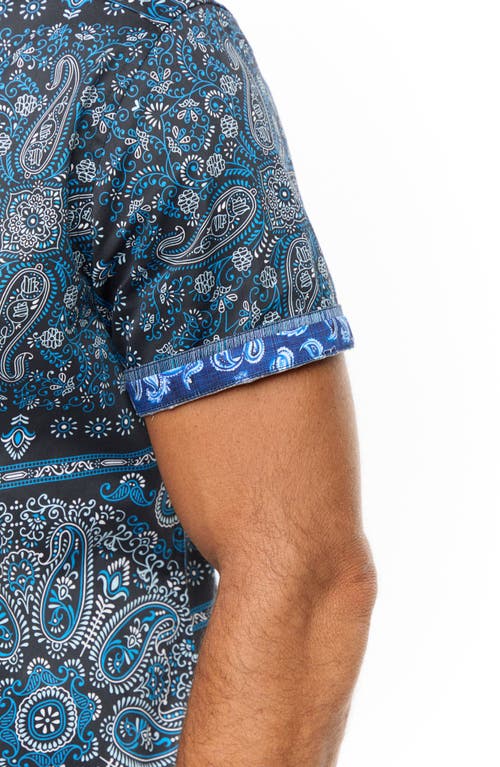 Robert Graham Tifton Print Short Sleeve Shirt In Indigo