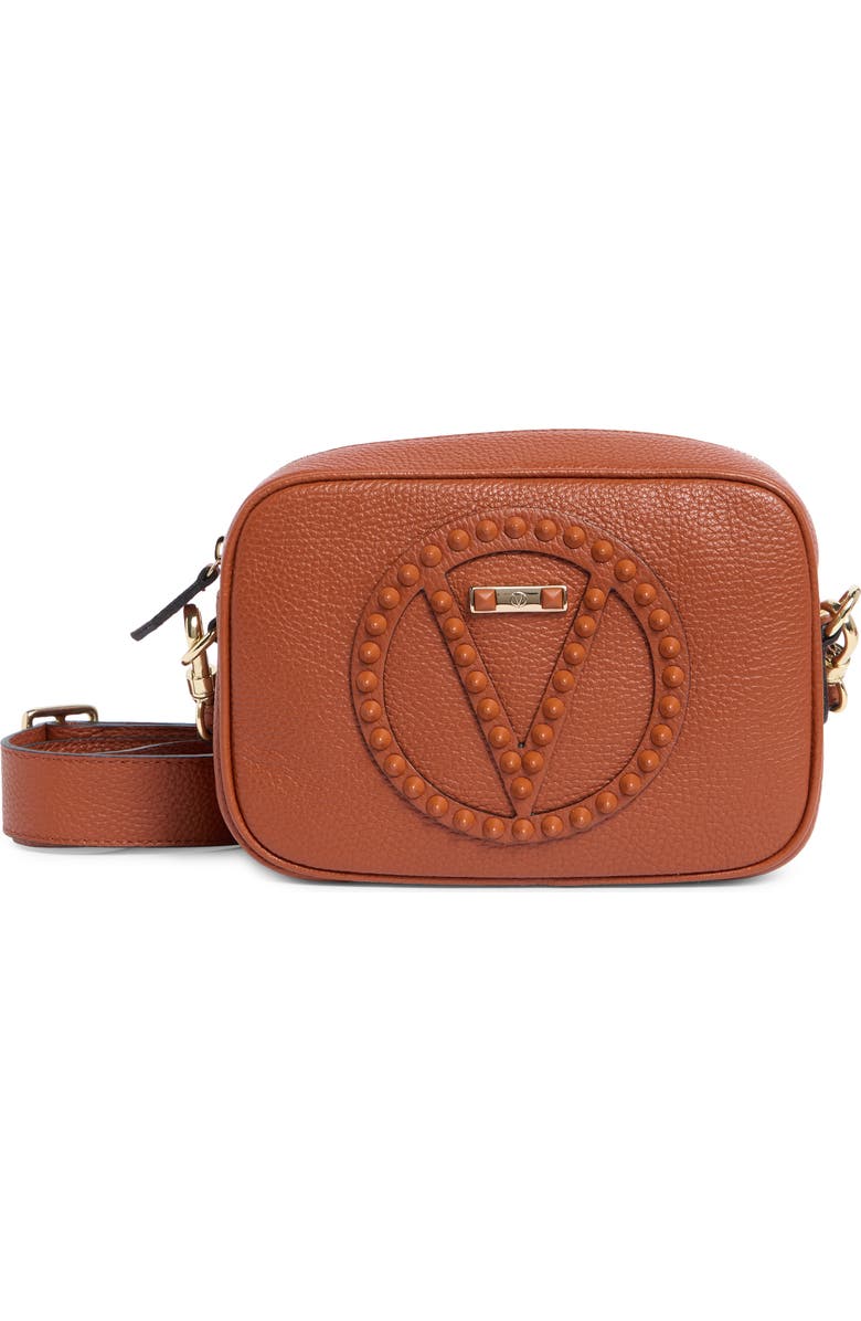 VALENTINO BY MARIO VALENTINO Mia Rock Stud Leather Crossbody Bag, Main, color, Whiskey