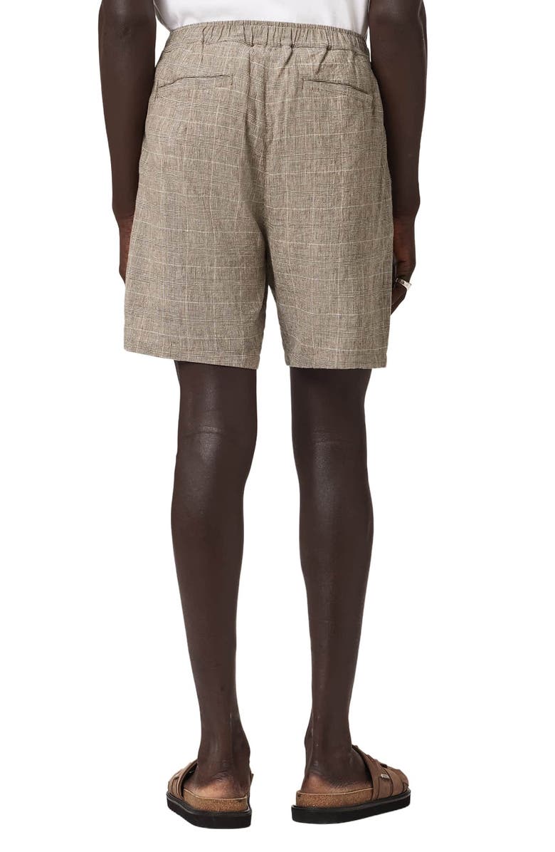 AllSaints Keal Glen Plaid Linen Blend Shorts, Alternate, color, Sediment Brown