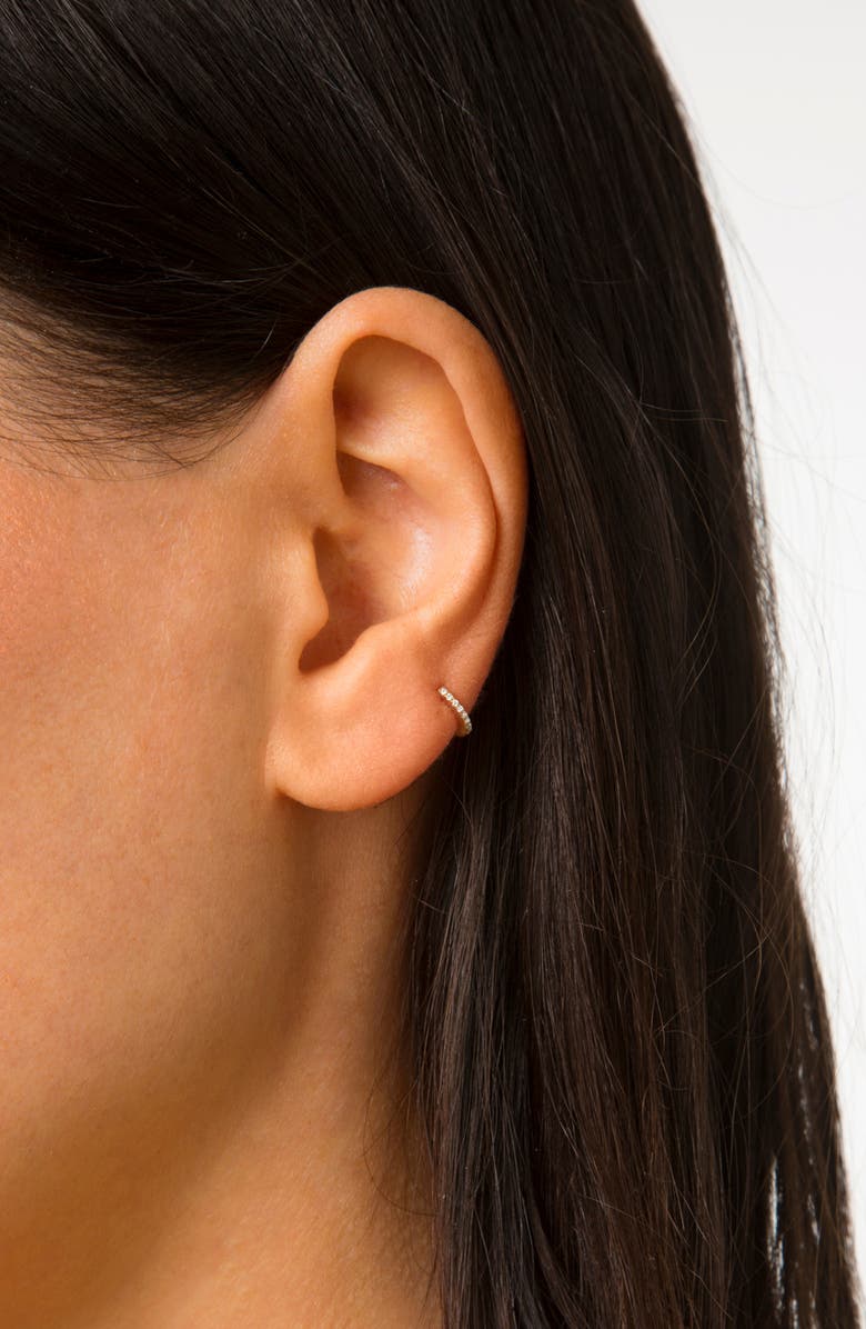 STONE AND STRAND Second Hole Pavè Diamond Huggie Hoop Earring, Alternate, color,