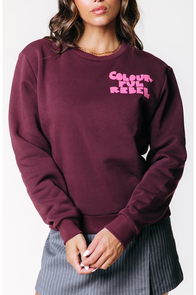 Logo Wave Puff Relaxed Sweat Port Red, Main, color, Port Red