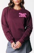 Colourful Rebel Logo Wave Puff Relaxed Sweat Port Red