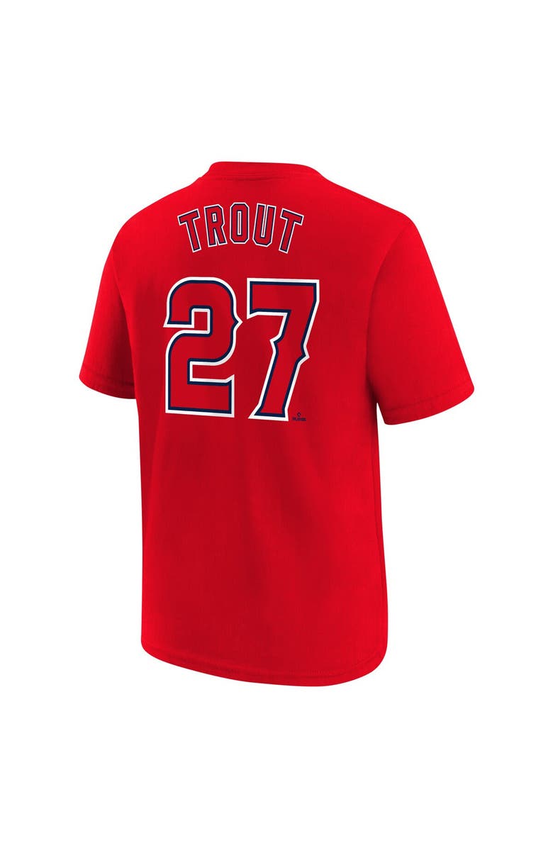 Nike Youth Nike Mike Trout Red Los Angeles Angels Home Player Name & Number T-Shirt, Alternate, color, 