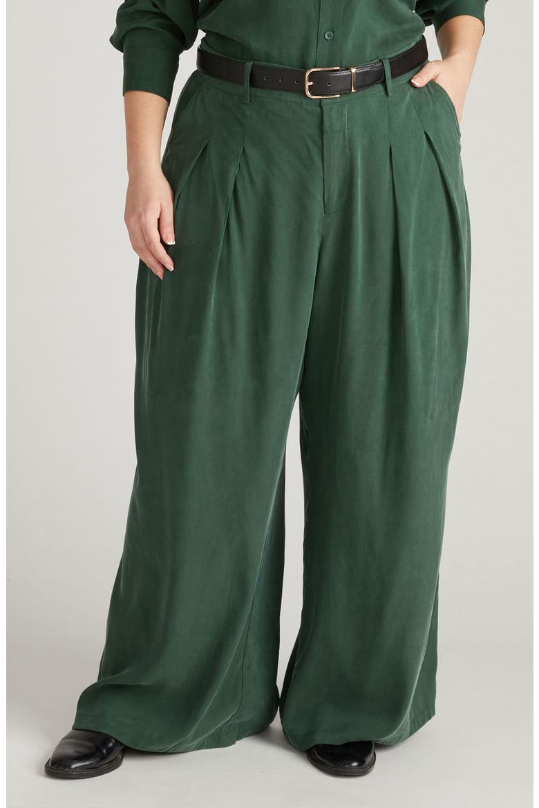 Cooling Cupro Wide Leg Pants, Main, color, FOREST GREEN