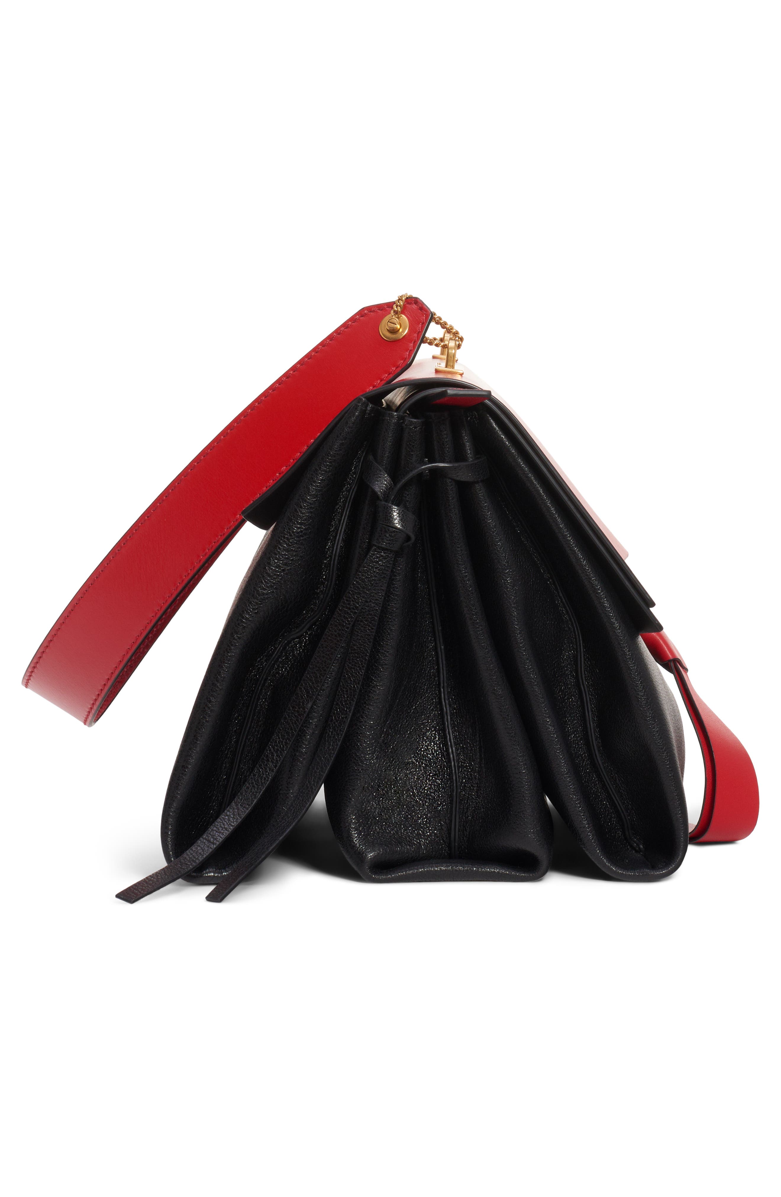 Valentino Garavani Medium V-Ring Leather Shoulder Bag, Alternate, color, 