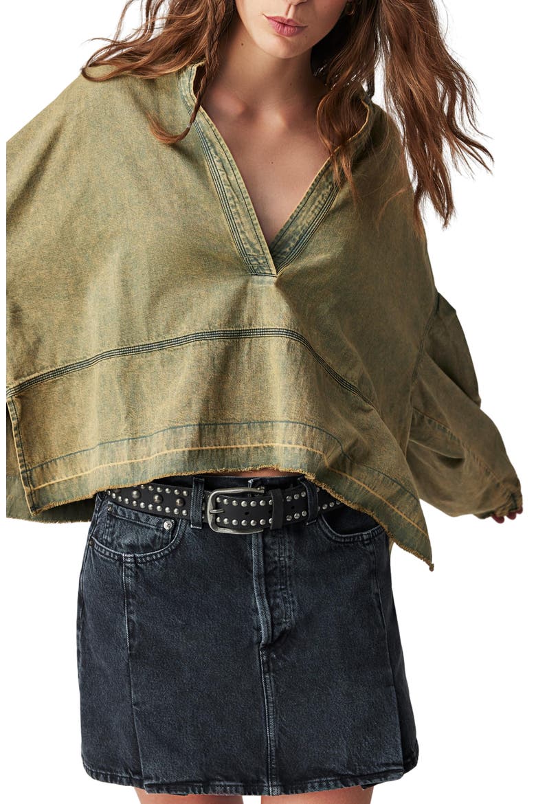 Jude Oversize Boxy Denim Pullover, Alternate, color, WARM CAMEL
