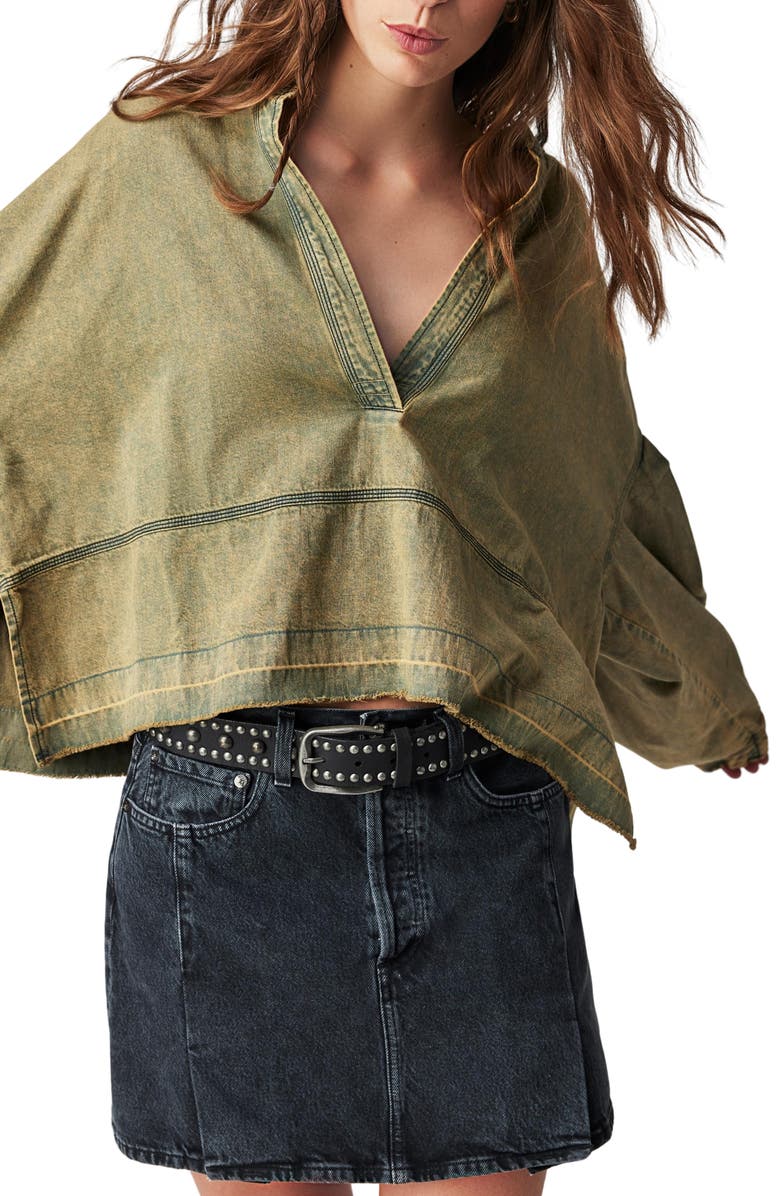 Free People Jude Oversize Boxy Denim Pullover, Alternate, color, 